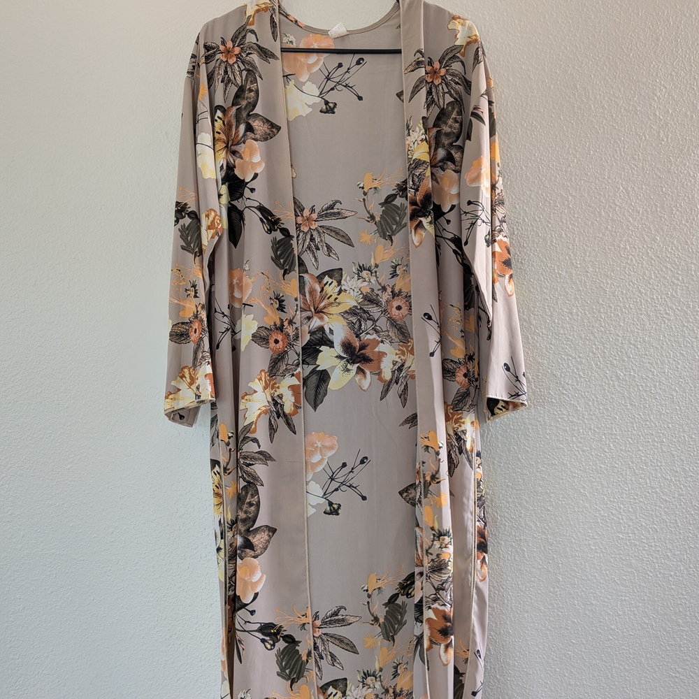 I Joah Floral Longline Kimono Duster – One Size